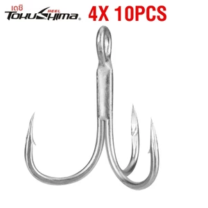 Bộ 10 Móc Câu Cá Ba Tiêu # 2# 4# 6# 8# 10# Móc Câu Cá Nước Mặn Bằng Thép Carbon Chất Lượng Cao