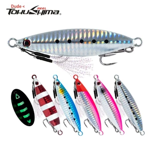 Kim loại jig câu cá dạ quang 1pc với móc hỗ trợ, trọng lượng đa dạng từ 10 đến 60g