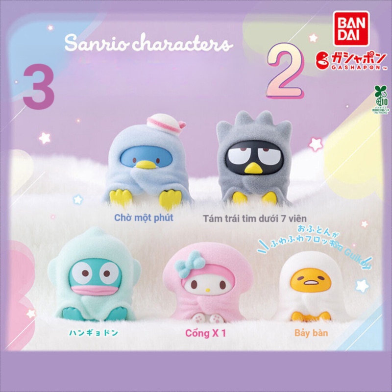 [BTF] Số BANDAI Nhật Bản 2 Sanrio Đổ Xô Chăn Ăn Mặc Phong Cách Viên Nang Đồ Chơi Giai Điệu Nửa Cá Roe KS3C