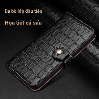 Ốp Điện Thoại Da Bò Chính Hãng Sang Trọng Cho iPhone 16 Pro Max 15 Pro 14 13 12 11 Ví Lật Đựng Thẻ Túi Đứng Bao