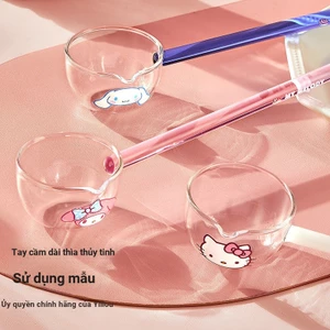 Sanrio Thìa Thủy Tinh Hộ Gia Đình Lớn Dài Tay Thìa Hoạt Hình Giá Trị Cao Ăn Thìa Uống ZTJK