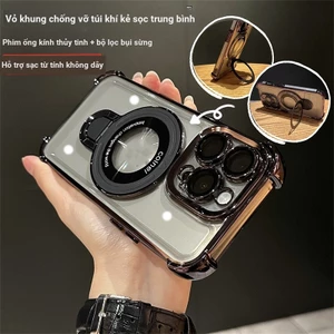 Ốp Điện Thoại Trong Suốt Chống Sốc Chống Rơi Có Vòng Đỡ Nam Châm Cho Iphone 15 14 13 12 11 pro max 15 promax