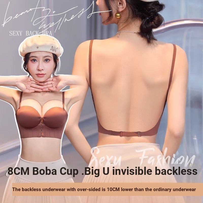 Khóa Trước 8cm Dày quây Nhỏ Ngực Tập Hợp Quần Lót Chống Trơn Trượt Nhìn Lớn Không Vòng Thép Ống Top