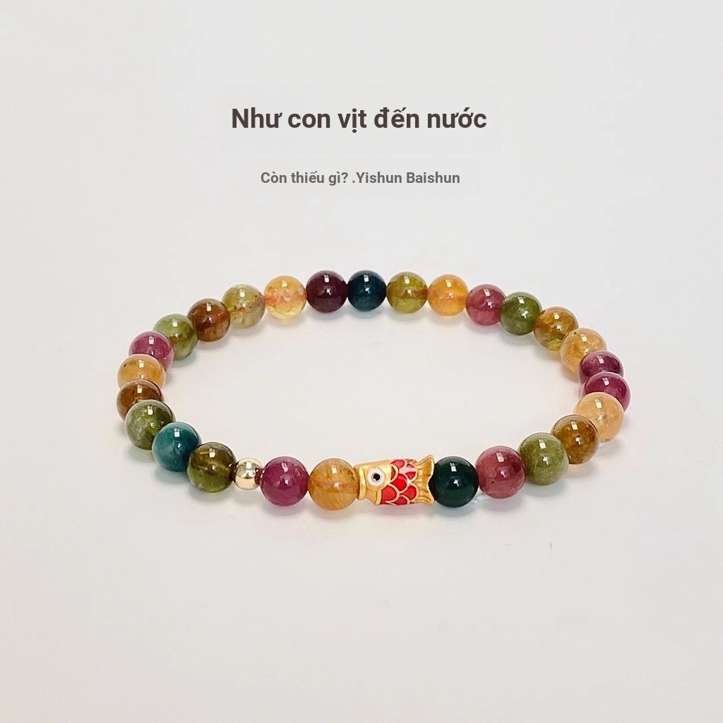 Như nước cá|Cầu Vồng Giả Tourmaline Vòng Tay Nữ Niche Đơn Giản Benming Năm Koi Vòng Tay Ánh Sáng Sang Trọng Chuyển Tất Cả Trận Đấu Quà Tặng Vòng Tay