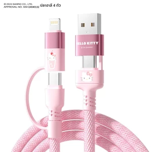 Cáp dữ liệu sạc nhanh 4 trong 1 Sanrio SS-592 Hello Kitty Kuromi Pochacco Cinnamoroll Type-C sang Type-C Giao diện di động Hồng dễ thương 20W Super Flash PD Cáp sạc