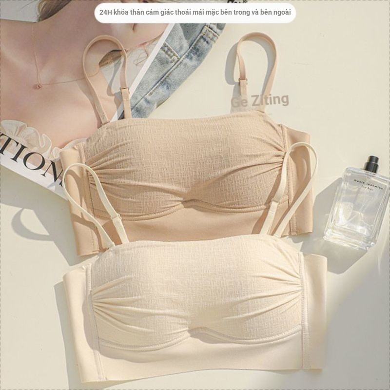 Mùa Hè Băng Lụa Sling Đẹp Lưng Quần Lót Nữ Nhỏ Ngực Tập Hợp Top Hỗ Trợ Ống Top Chống chói Tích Hợp Liền Mạch Áo Ngực Mỏng