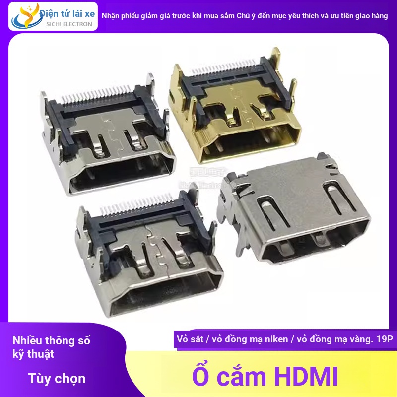 Giao Diện HDMI Miếng Dán Mạ Niken / Mạ Vàng Vỏ Đồng Giao Diện HD Ổ Cắm Nữ Ổ Cắm HD 19P HDMI Nữ Ổ Cắm