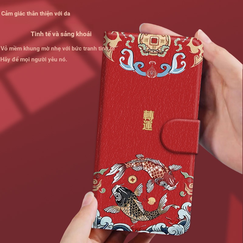 Ốp Điện Thoại Lễ Hội Màu Đỏ Thích Hợp Cho OPPO Find X8 X7 Ultra X6 X5 X9 Pro Ốp Da Bảo Vệ May Mắn