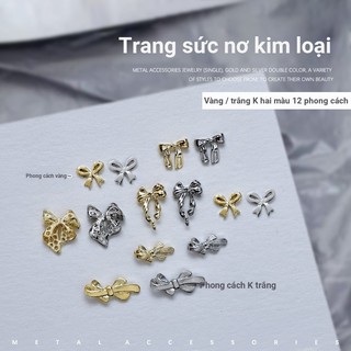 10Pcs Nail Art Kim Loại Bow Trang Sức Ribbon Bow Vàng Và Bạc Bow Tie Hợp Kim Quyến Rũ Nail Trang Trí Công Cụ Làm Móng Tay Cho Móng Tay Cửa Hàng