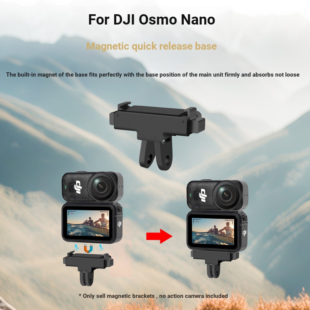 Thích hợp cho DJI OSMO Nano Sports Thumb Camera Bộ chuyển đổi từ tính có thể gập lại Phụ kiện phát hành nhanh Đế đa năng