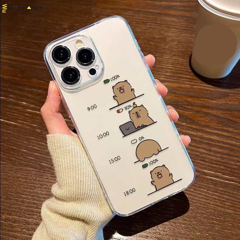 Dành Cho OPPO Reno 14 13 Pro 14F 13F F A5 A5i Pro A5x A79 2023 4G 5G Reno14F Ốp Điện Thoại Ngộ nghĩnh Capybara Công Việc Hàng Ngày Hoạt Hình Dễ Thương Trong Suốt Vỏ Mềm Trong Suốt Ốp Lưng Ốp Lưng