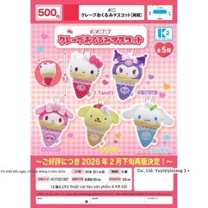 Hàng có sẵn Nhật Bản K2 Capsule Toy Sanrio Crepe Mặt dây chuyền Swaddle Hello Kitty dễ thương Bán lại 9AG5
