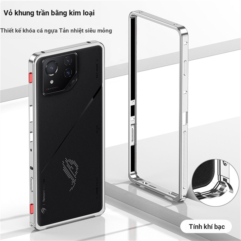 Làm Mát Trung Bình Khung Dành Cho ASUS ROG Điện Thoại 8 9 Pro Ốp Lưng Hợp Kim Nhôm Kim Loại Viền Cho ROG 8 8Pro Phone8Pro 5G