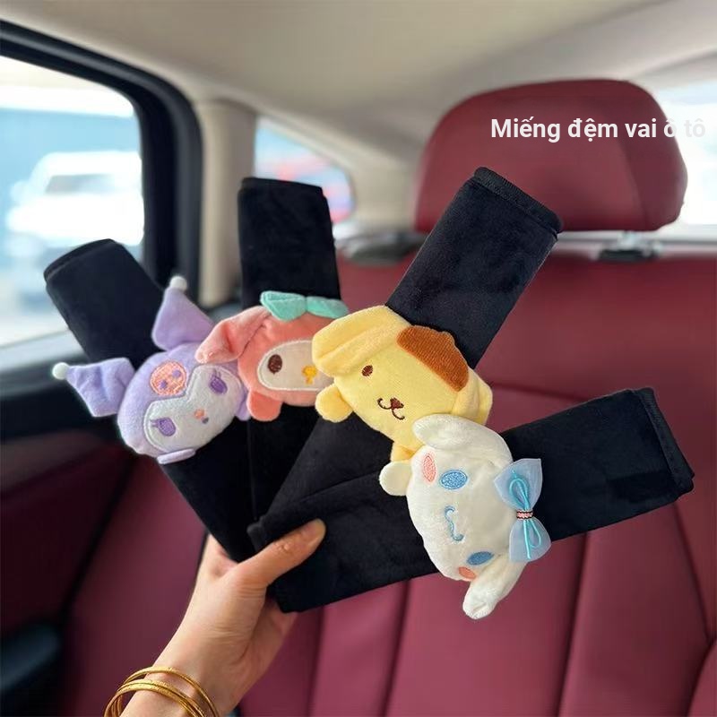 Miếng đệm vai dây an toàn ô tô Sanrio thiết kế hoạt hình sáng tạo miếng đệm vai trang trí dễ thương phù hợp cho bé gái sử dụng làm quà tặng cho bạn gái