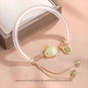 Vòng tay ngọc thỏ giả Hetian - Quà tặng tinh tế dành cho bạn gái