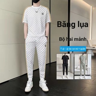 Bộ đồ thể thao mỏng lụa, áo thun ngắn tay và quần, dành cho nam - 19.76₫