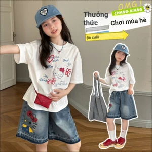 Quần Short Denim Thời Trang Bé Gái Mùa Hè 2026 Phong Cách Mới Trẻ Em In Hình Hoạt Hình Quần Thường Ngày