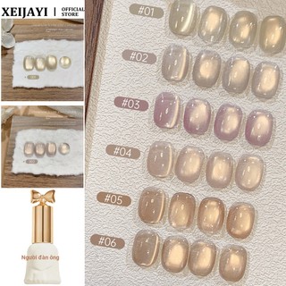 Baoshiman Champagne Gel Mắt Mèo Ánh Sáng Siêu Flash, Trị Liệu Móng Tay Nghệ Thuật Cho Tiệm Thu Đông