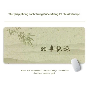 Miếng Lót Chuột Thư Pháp Vintage Trung Quốc - Thảm Để Bàn Lớn Văn Bản Retro, Đế Chống Trơn Trượt 3 Mm