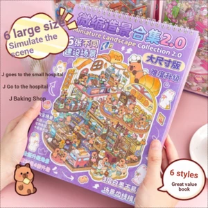 ENWEI 20 Cái [Dòng Tử Vi] Sách Nhãn Dán Phong Cảnh 3D Chất Liệu Chống Thấm Nước Nhãn Dán Dễ Thương Với Nhiều Yếu Tố Cho Bé Gái Trường Học Văn Phòng Phẩm Nhật Ký Vật Dụng
