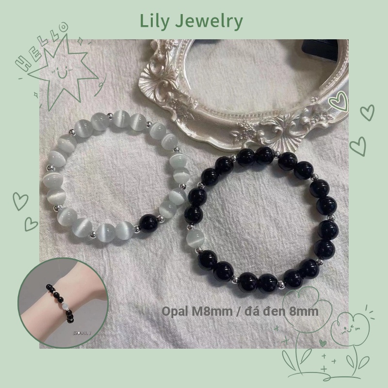 Thời Trang Đen Sáng Đá Pha Lê Cặp Đôi Vòng Tay Đơn Giản Nam Nữ Opal Vòng Tay Quà Tặng Ngày Lễ Tình Nhân