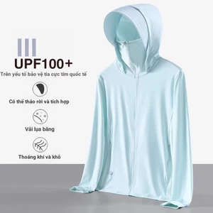 Áo khoác có mũ trùm đầu chống nắng UPF50+, phù hợp mặc ngoài trời mùa hè