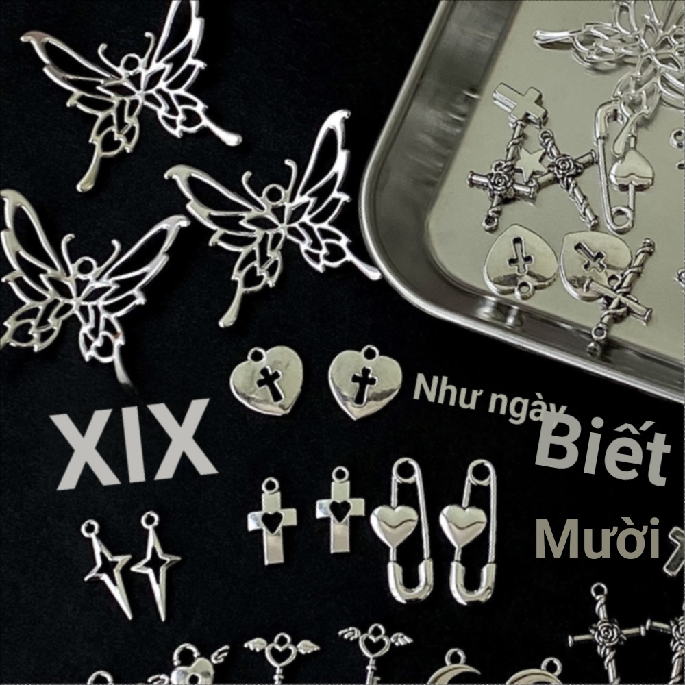 Diy 10 Chiếc Vật Liệu Đóng Gói Vỏ Điện Thoại Di Động Chất Liệu 3D Guka Bộ Rỗng Ra Bướm Tình Yêu Chữ Thập Trang Sức Phụ Kiện