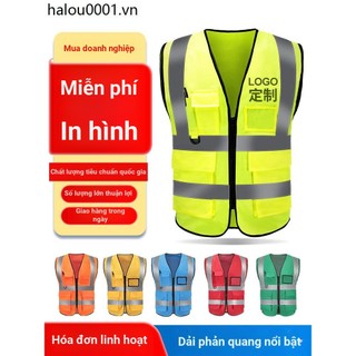 Phản Quang An Toàn Áo Vest Vàng Xây Dựng Huỳnh Quang Quần Áo Giao Thông Xây Dựng Vệ Sinh Làm Việc Nam logo Tùy Chỉnh