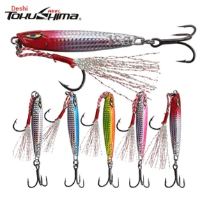 7g / 10g / 15g / 20g / 25g / 30g Jigging Nhanh Chìm Đúc Mồi 5 Màu Laser Kim Loại Jig Mồi 1 Chiếc Flat Jig Với Móc Treble Hỗ Trợ