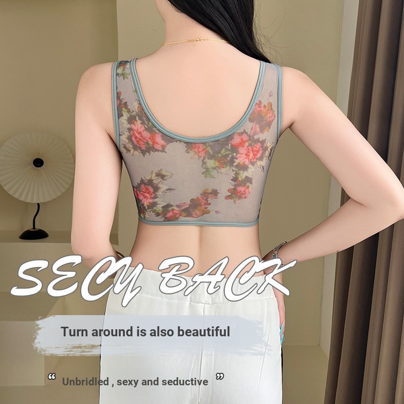 Phụ Nữ Trung Niên Mẹ Phong Cách Áo Ngực Quần Lót Người Cao Tuổi Trung Niên Cố Định Cốc Không Có Vòng Thép In Hình Kích Thước Lớn Áo Vest Phong Cách Áo Ngực