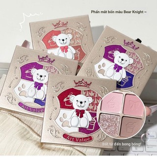 Giá trị nghệ thuật Bear Rider Phấn mắt bốn màu Giá trị nghệ thuật ✷ ❈ ♤ ♤ ✲ ❈ ❈ Earthy Matte Fine Shimmer Brightening Bảng phấn mắt hoạt hình đa năng Trang điểm mắt