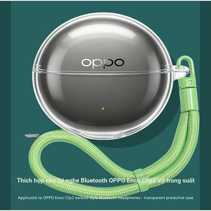 Vỏ tai nghe Transpent cho Oppo Enco Clip 2 TPU Vỏ bảo vệ tai nghe trong suốt Vỏ bảo vệ chống sốc có dây buộc