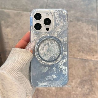 Ốp điện thoại đứng từ tính hai lá Gradient sang trọng cho iPhone15 14 13 12 Pro Max bảo vệ camera chống sốc chống rơi cứng phía sau