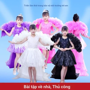 Trẻ Em Thân Thiện Với Môi Trường Thời Trang Thể Hiện Quần Áo diy Sáng Tạo Sàn Catwalk Cha Mẹ-Con Vật Liệu Handmade Tự Chế Thiên Thần Mẫu Giáo 8.4