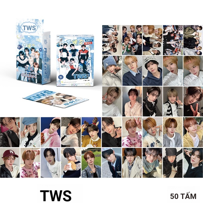Linxx 50 Chiếc Thẻ Laser Holographic TWS Kpop Photocards Dòng Bưu Thiếp