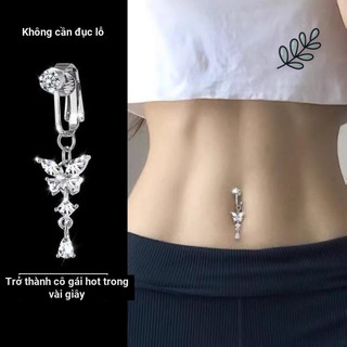 🔥 Đính đá 🔥 Miếng dán che sẹo Không cần lỗ xỏ gợi cảm cá tính Khuyên cho nữ quyến rũ Phụ kiện trang trí rốn Khuyên rốn giả có hàng sẵn Phong cách Âu Mỹ ✲Vòng đeo bụng không xỏ khuyên Nhãn dán giả, Không cần lỗ, Thiết kế hình con bướm, Phong cách rốn cho