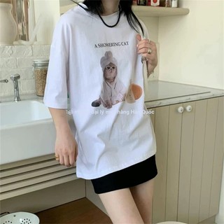 Áo thun nữ cổ tròn tay ngắn họa tiết hoạt hình - Mới 2026