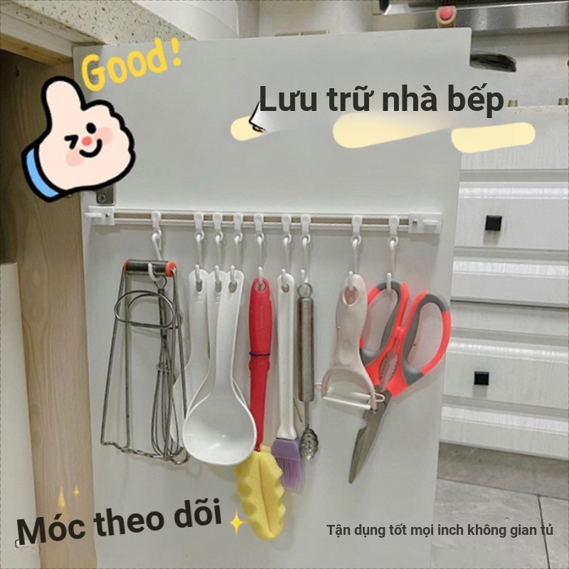 Móc theo dõi trượt không đục lỗ phía sau tủ bếp Giá treo thanh dính Móc liên kết lưu trữ Dụng cụ tiện dụng