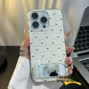 Ibumpers All Over Cat Face Ốp họa tiết dễ thương cho iPhone 16 15 14 13 12 11 ProMax X XS XR XsMax Vỏ có thể gập lại MirrorTPU Vỏ mềm chống sốc