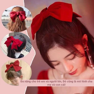 Kẹp tóc nơ đỏ Phụ kiện tóc thanh lịch và ngọt ngào cho bé gái