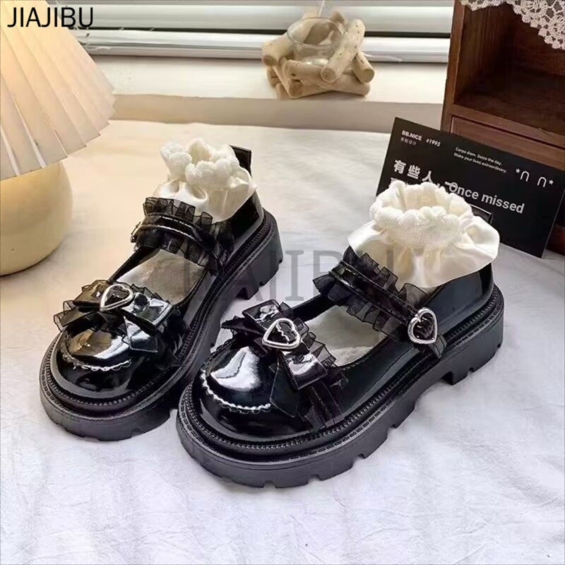 Size 34-46 Giày Lolita Nơ Đen JK Nhật Bản Giày Nữ Cỡ Lớn 45 Korean Fashion Platform Mary Jane Shoes 44 Giày Da Nhỏ Chống Trượt Phong Cách Anh Gót Dày Có Khóa Tình Yêu 43 Giày Đi Học Màu Đen 42 Giày Công Chúa Cosplay Kiểu Pháp Versatile Sweet Doll Shoes