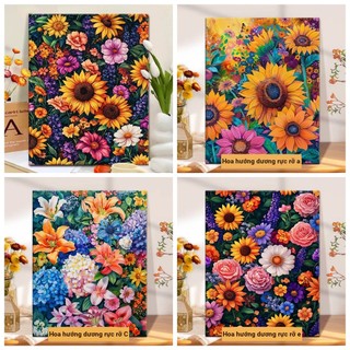 MOZI tranh tô màu theo số 40x50cm/30x40cm phong cảnh hướng dương, hoa, DIY tranh sơn dầu acrylic handmade