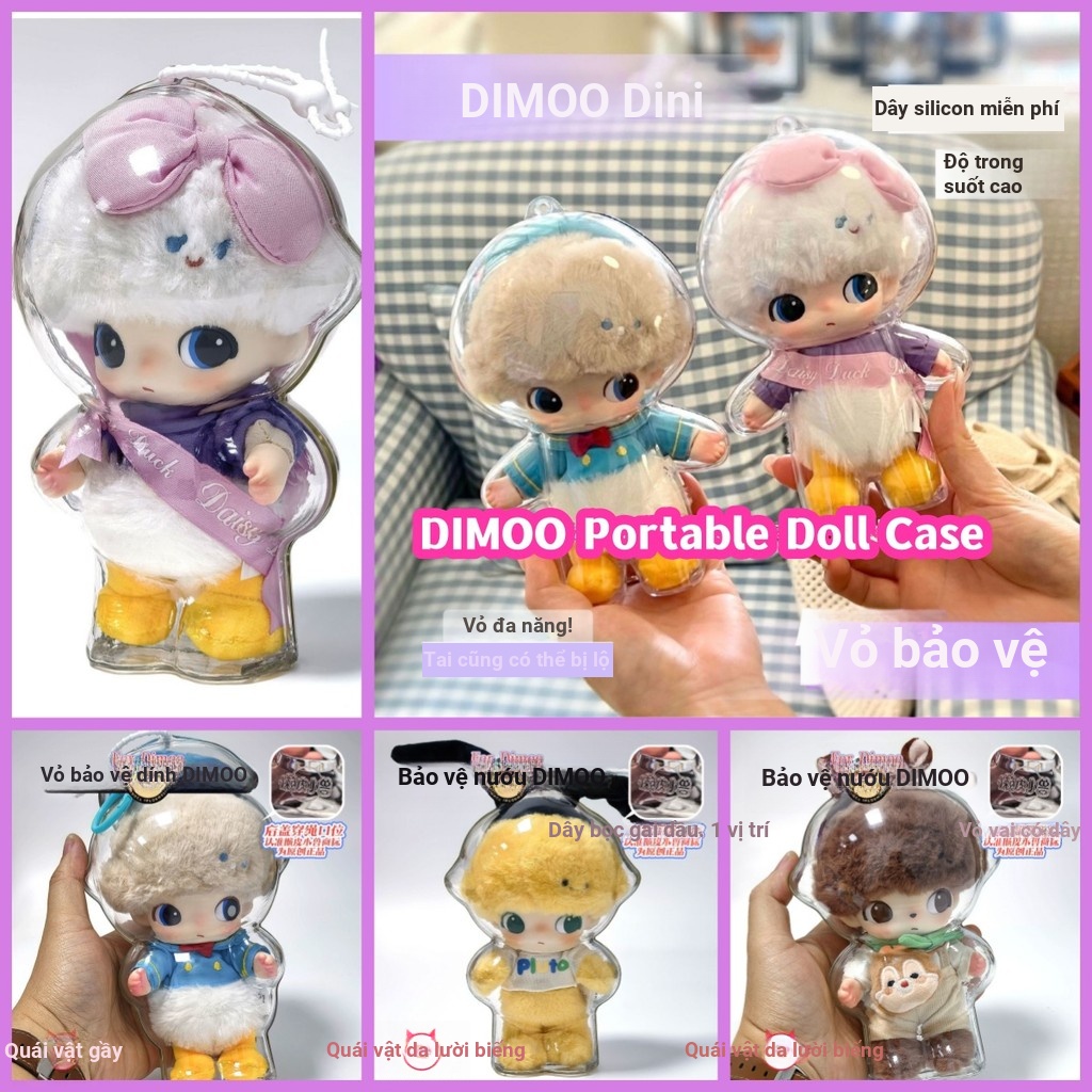 DIMOO Hộp Bảo Vệ Búp Bê Trong Suốt Chống Thấm Nước Chống Túi Bụi HD Trong Suốt Hộp Bảo Quản Vinyl Hình Mặt Dây Chuyền