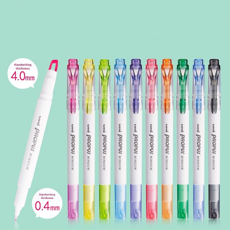 UNI PUS-103T highlighter hai đầu, bút sơn trắng, bút cửa sổ, bút nhiều màu cho tài khoản tay