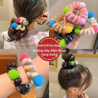 Bóng màu len scrunchie co giãn cao dây tóc phụ kiện tóc đuôi ngựa
