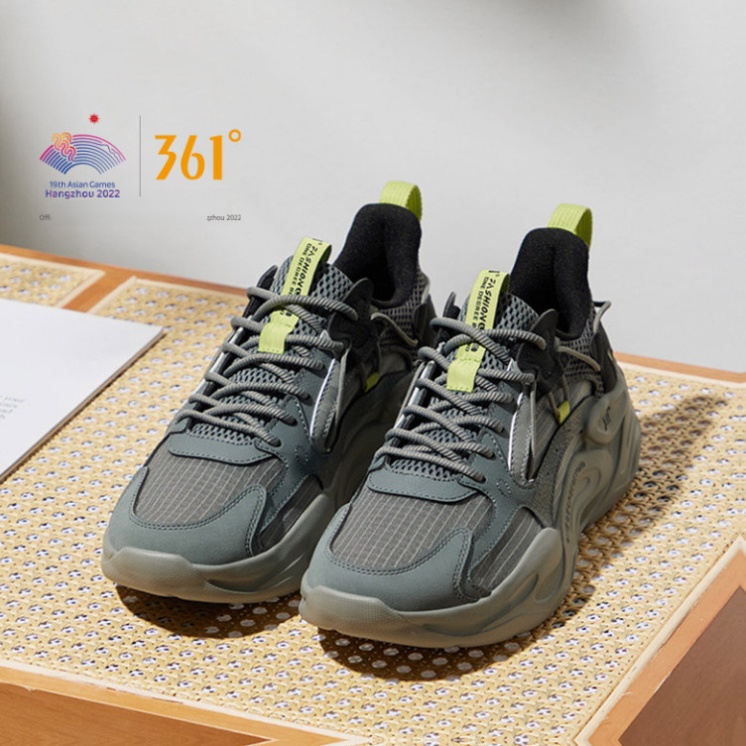 361° Giày thể thao nam Pengpai series lưới thoáng khí phối da phong cách retro đi lại hàng ngày 672346762F