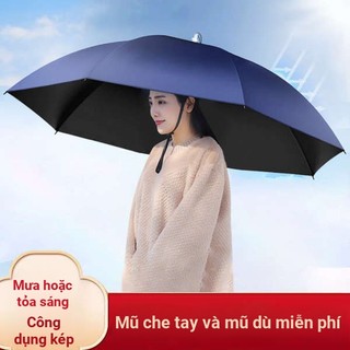 ▲ chống mưa ▲ Bảo vệ an toàn ngoài trời chống nắng câu cá Chiếc ô che nắng đội trên đầu Mũ Dù Quá Khổ Chống Nắng Mưa Kép, Gấp 3 Tiện Lợi Cho Chụp Ảnh