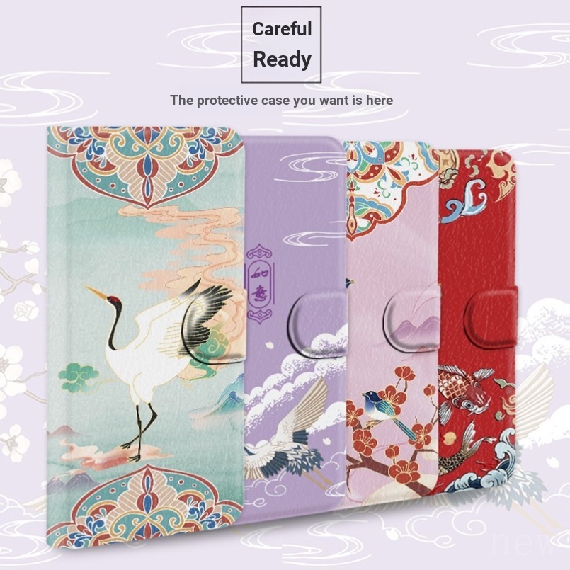 Ốp Điện Thoại Samsung Bảo Vệ Thích Hợp Cho Note 10 + 20 Ultra S24 Pro S23 FE Bao Da Flip All-Inclusive Crane