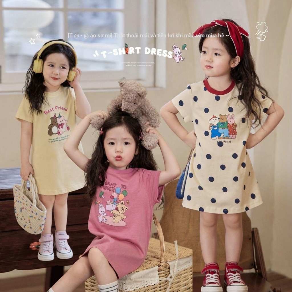 Đầm công chúa ngắn tay bé gái Váy thời trang mùa hè 80-150 Size HAIJ