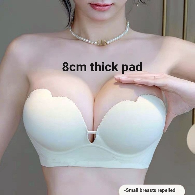Siêu Dày 8CM Quần Lót Không Dây Nữ Tập Hợp Chống Trơn Trượt Vú Phẳng Chuyên Dụng Vú Nhỏ Nhìn Lớn Áo Ngực Dày Cốc